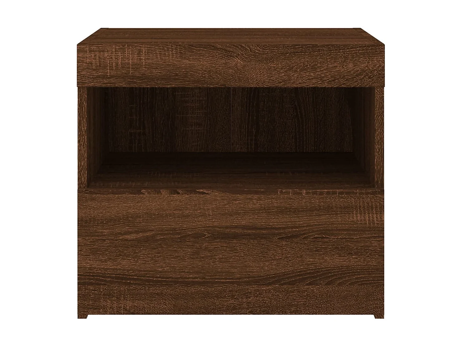 Table de chevet avec lumières LED chêne marron 50x40x45
