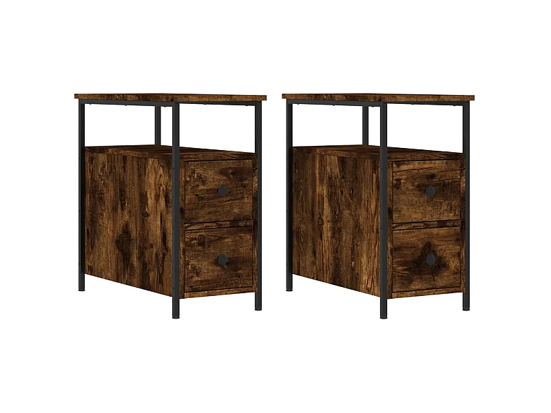Tables de chevet 2 pcs chêne fumé 30x60x60 bois d'ingénierie
