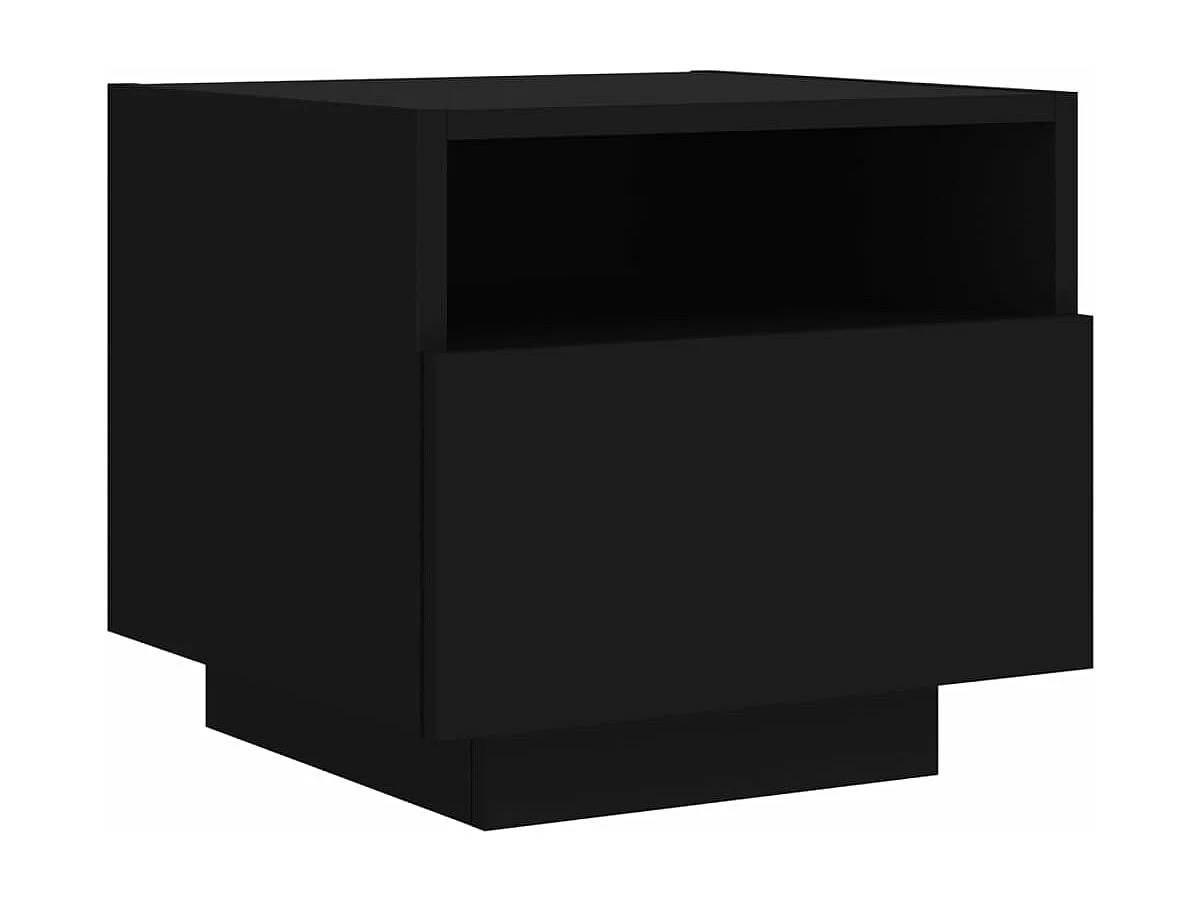 Armoires de chevet avec lumières LED 2 pcs noir 40x39x37