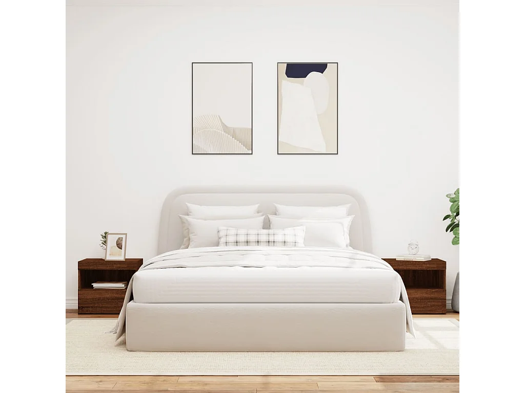 Tables de chevet et lumières LED 2 pcs chêne marron 50x40x45