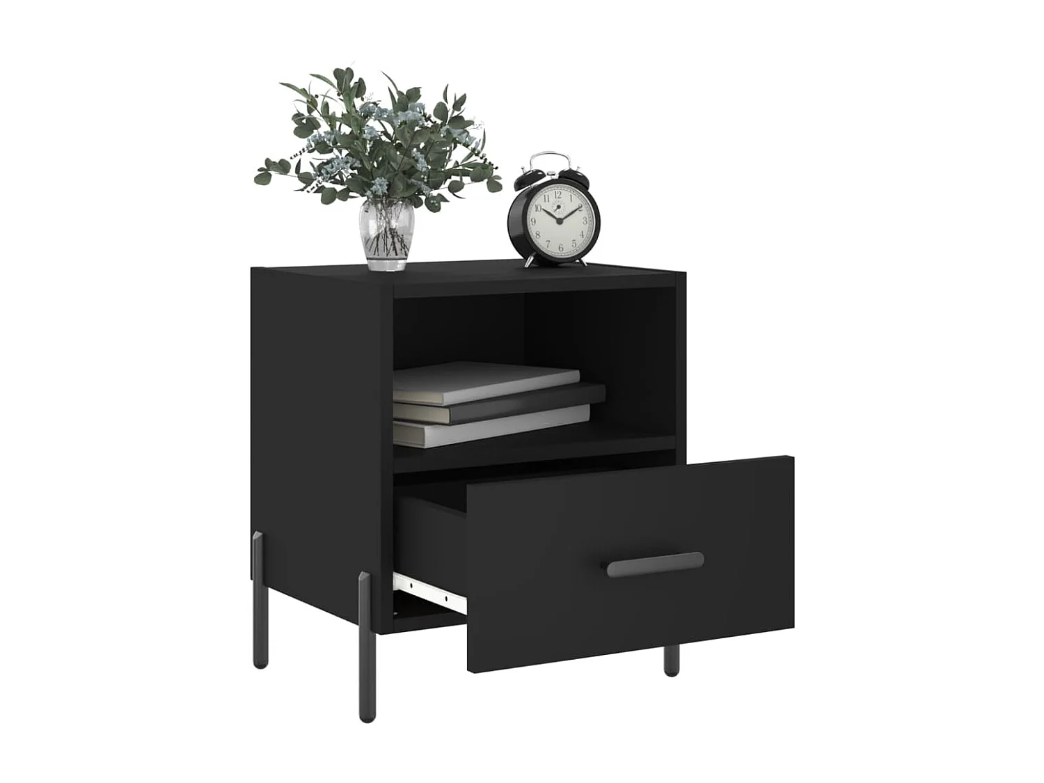 Tables de chevet 2 pcs noir 40x35x47,5 bois d’ingénierie