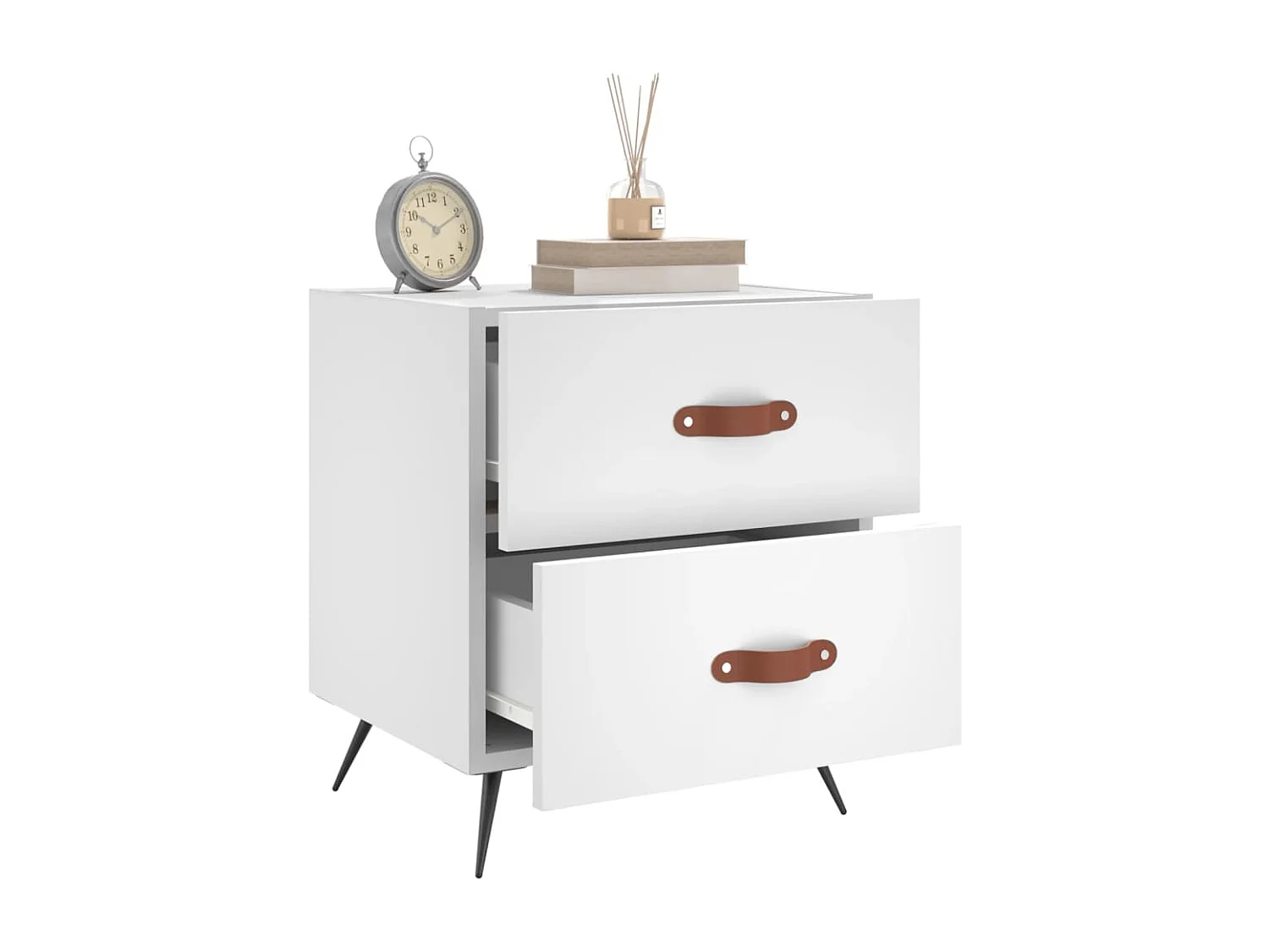 Table de chevet blanc 40x35x47,5 bois d’ingénierie