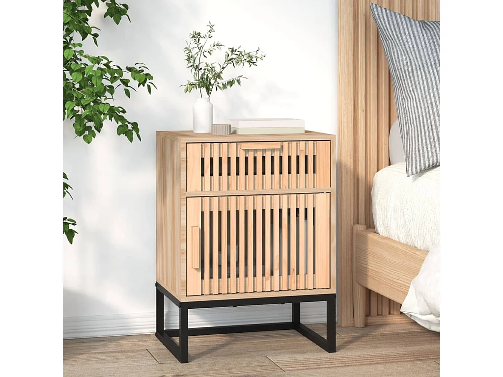 Tables de chevet 2 pcs 40x30x55,5 bois ingénierie et fer