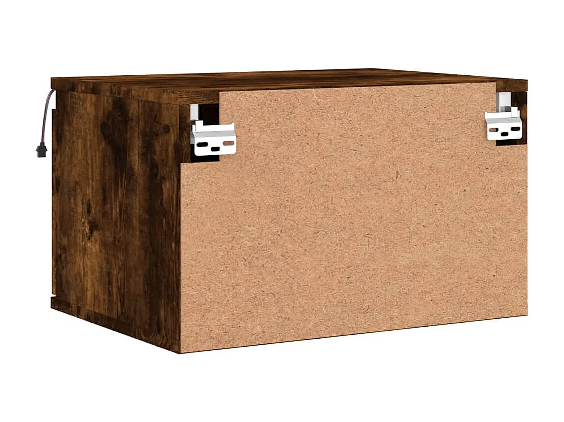 Table de chevet murale avec lumières LED chêne fumé
