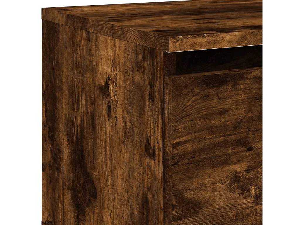 Table de chevet murale avec lumières LED chêne fumé