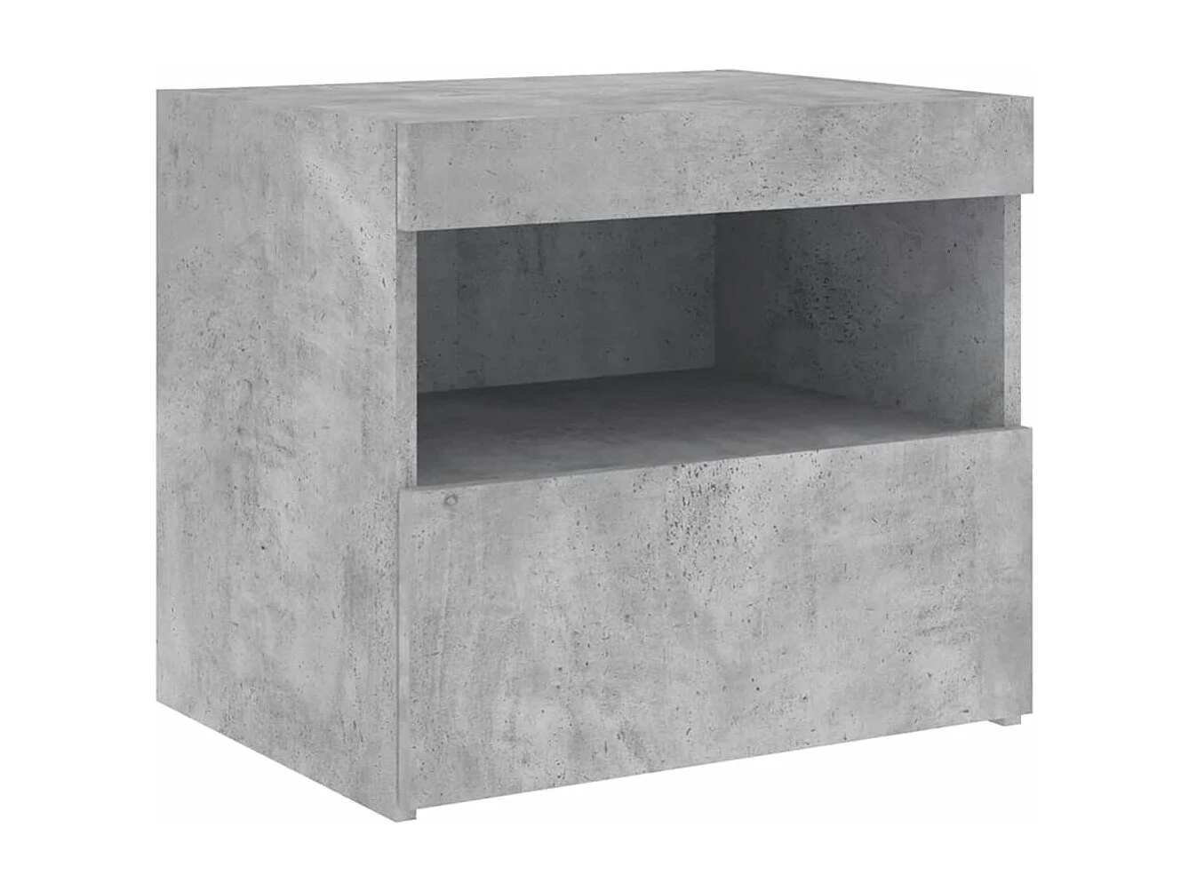 Table de chevet avec lumières LED gris béton 50x40x45