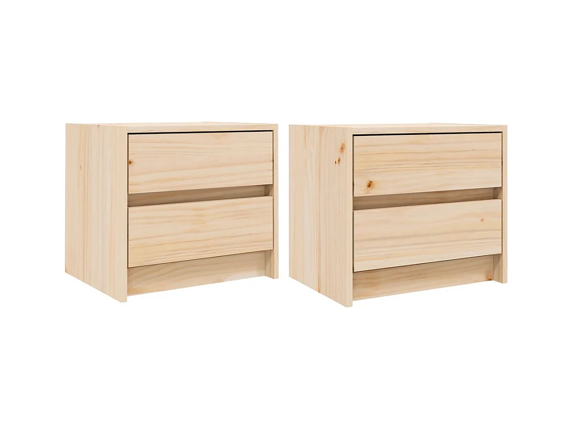 Tables de chevet 2 pcs 40x31x35,5 bois de pin massif
