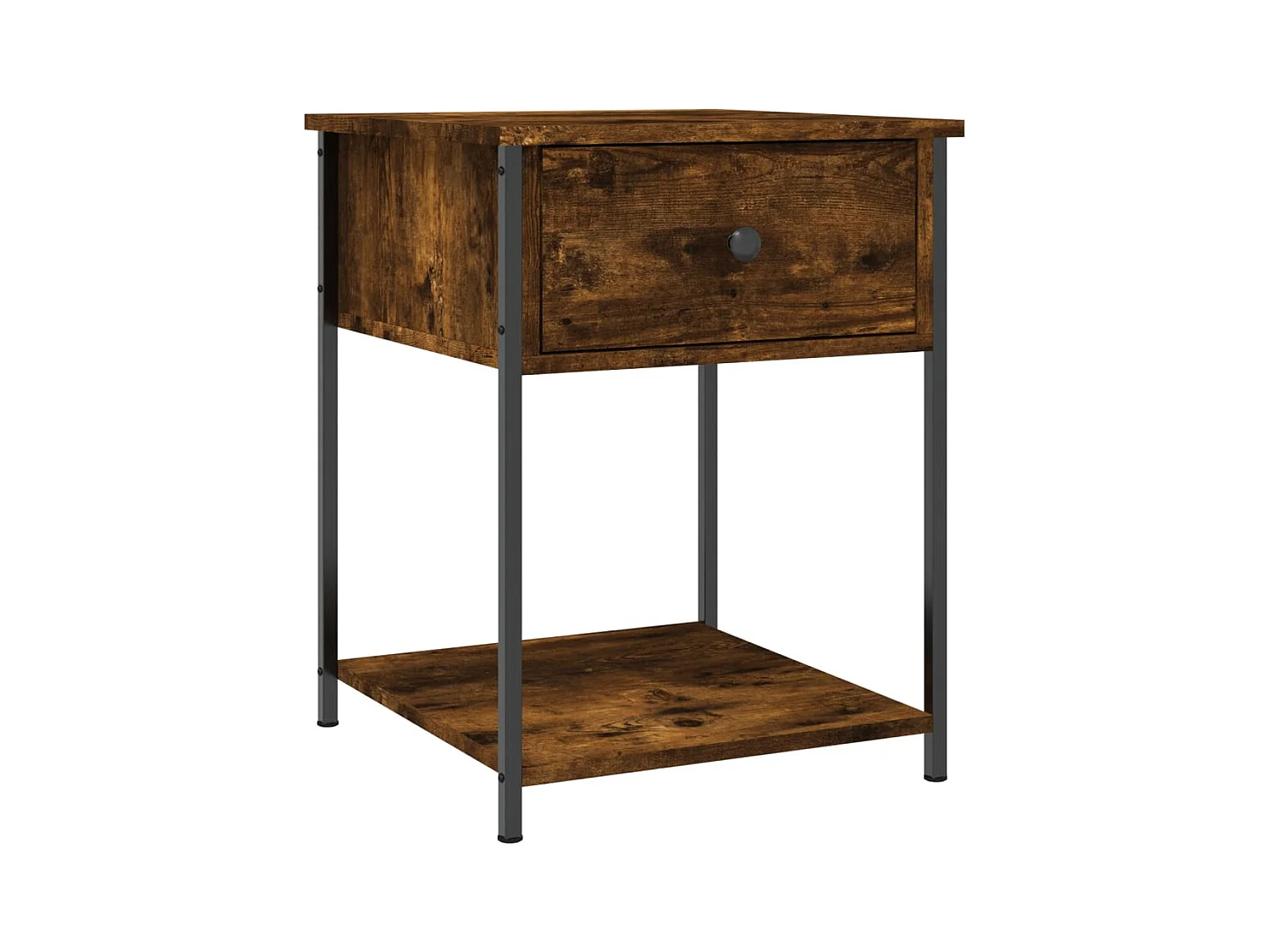 Table de chevet chêne fumé 44x45x58 bois d'ingénierie