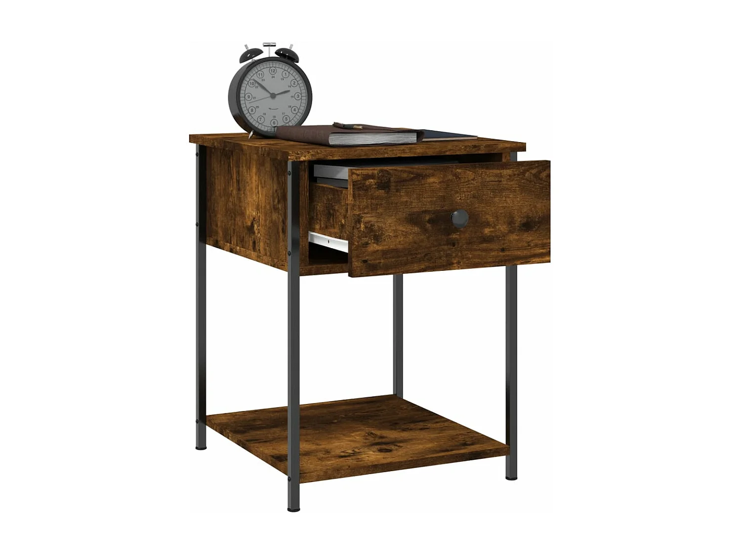 Table de chevet chêne fumé 44x45x58 bois d'ingénierie