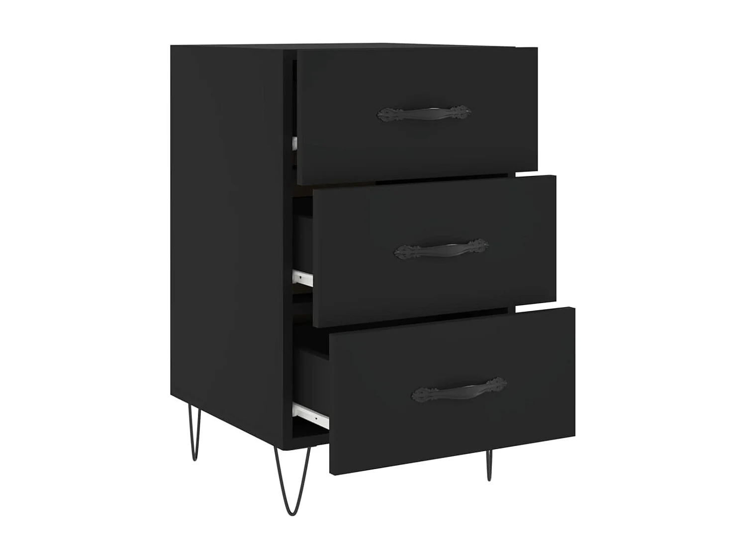 Table de chevet noir 40x40x66 bois d'ingénierie