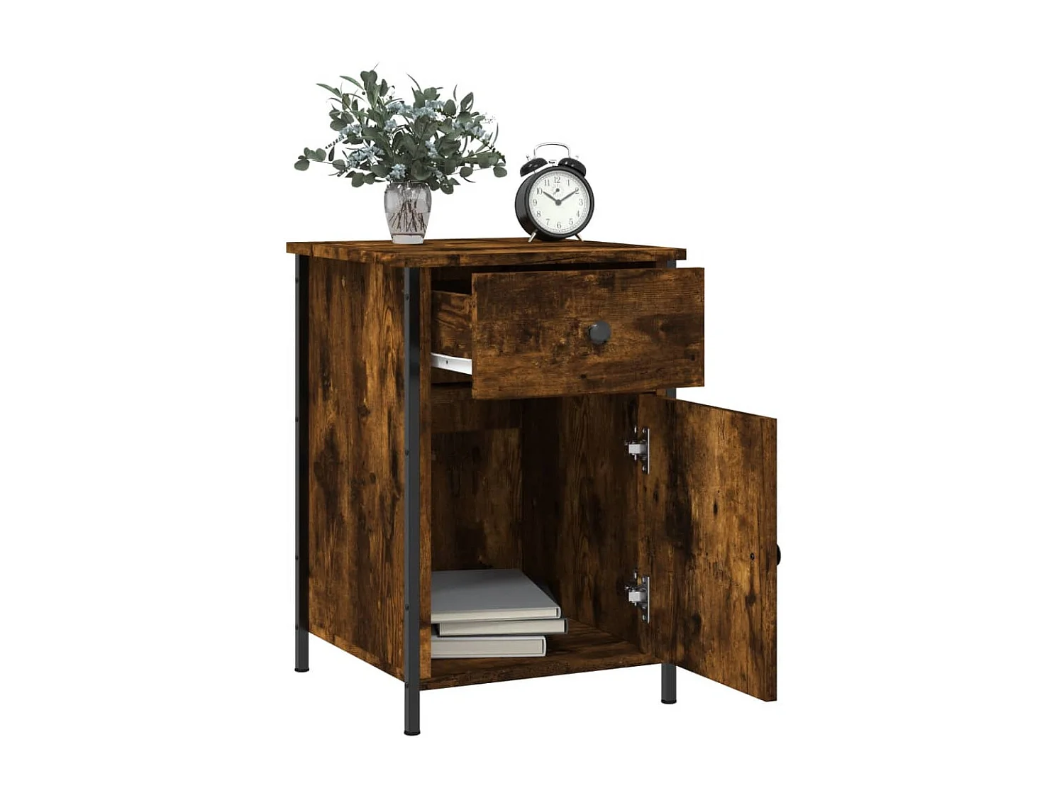 Table de chevet chêne fumé 40x42x60 bois d'ingénierie