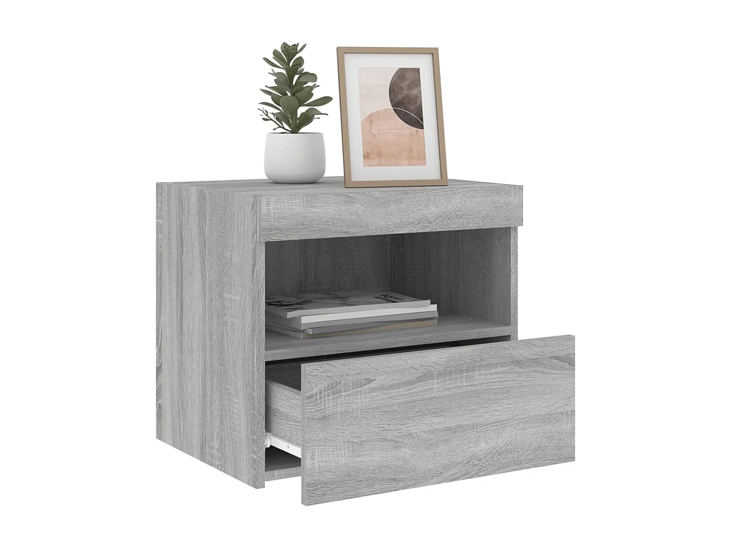 Tables de chevet avec lumières LED 2 pcs sonoma gris 50x40x45