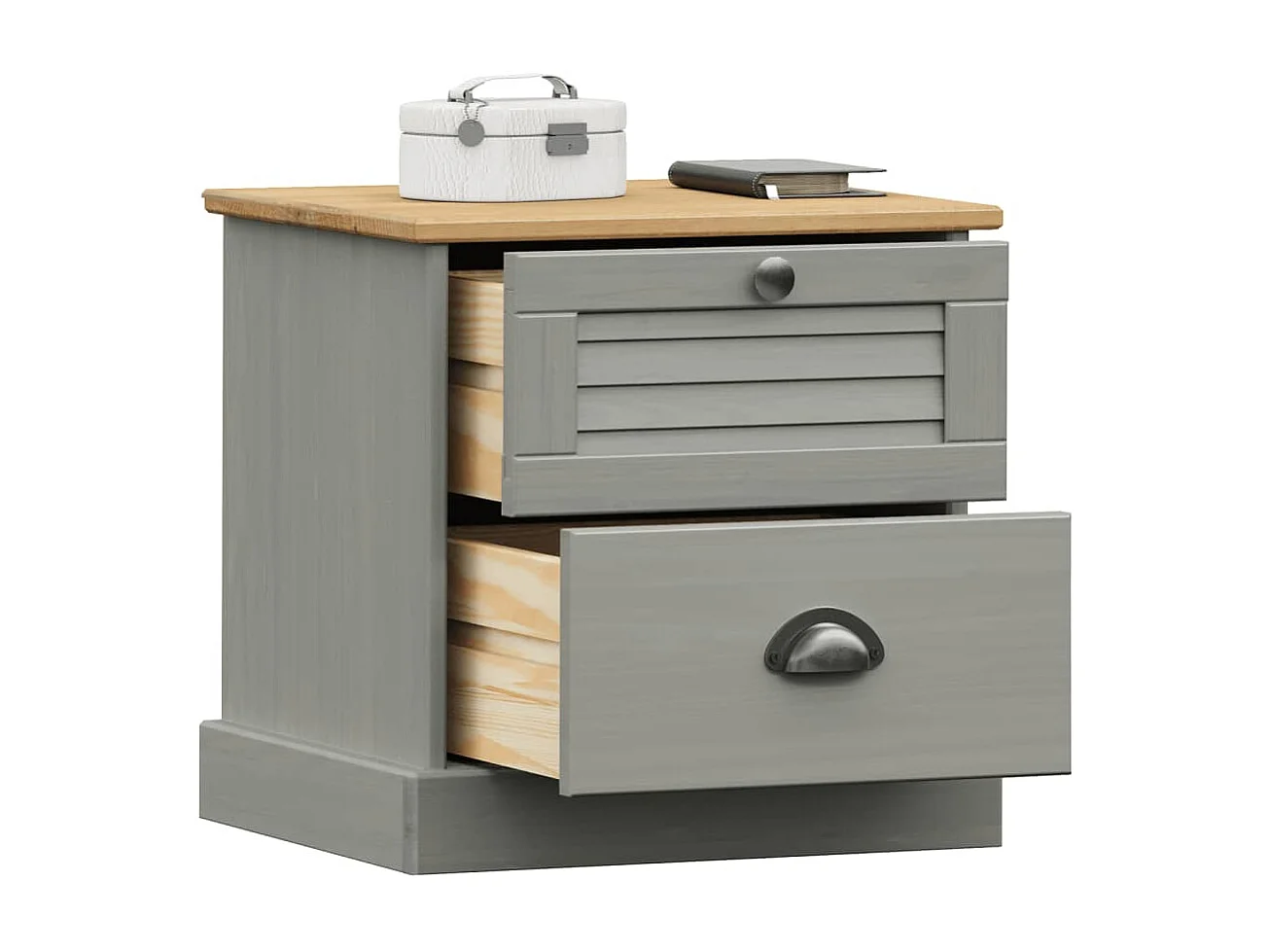 Table de chevet VIGO gris 42x35x42 bois de pin massif