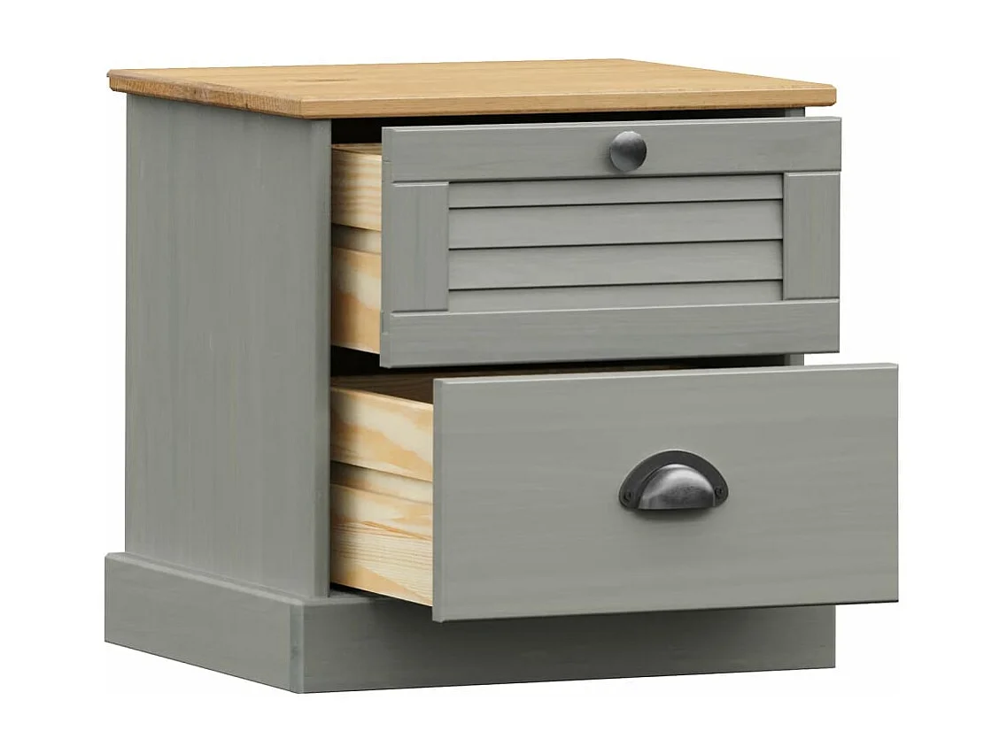 Table de chevet VIGO gris 42x35x42 bois de pin massif