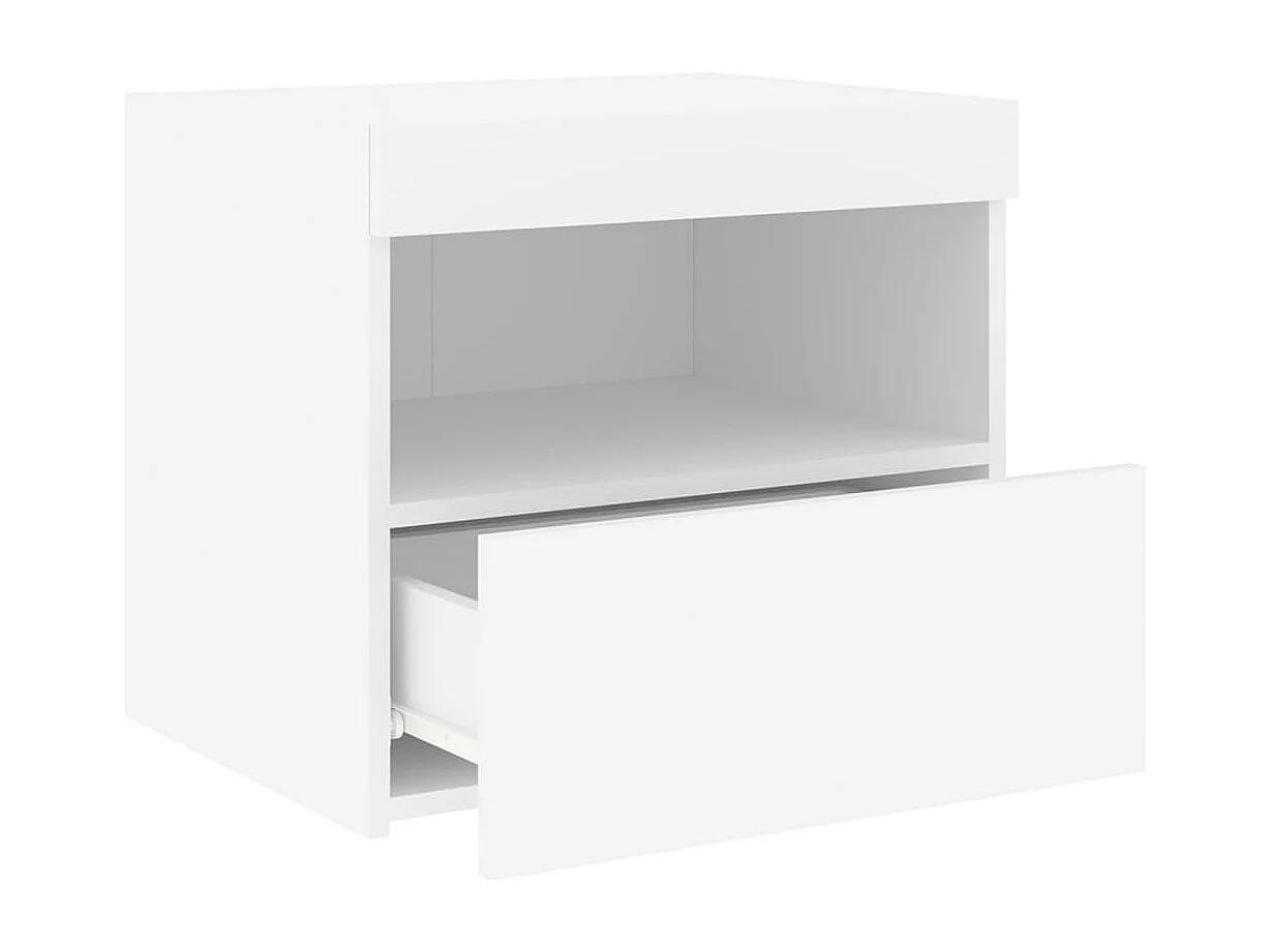 Tables de chevet avec lumières LED 2 pcs blanc 50x40x45