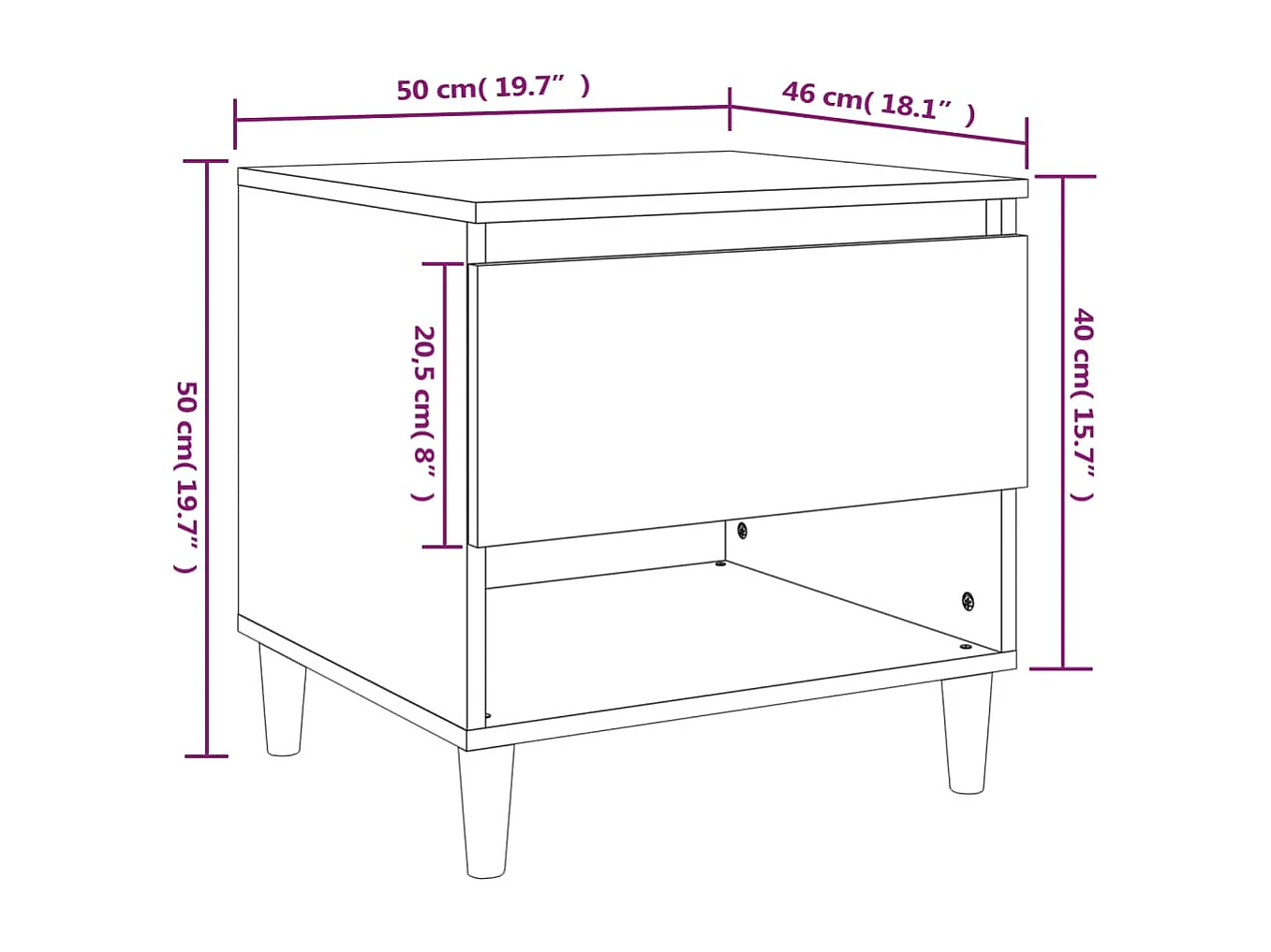 Tables de chevet 2 pcs Chêne brun 50x46x50 Bois d’ingénierie
