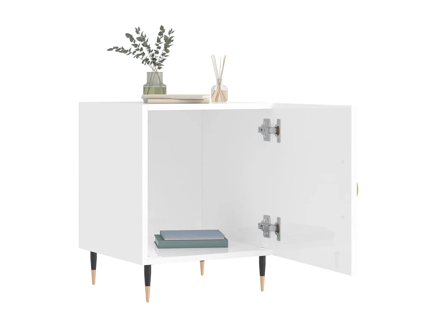 Tables de chevet 2 pcs blanc brillant 40x40x50