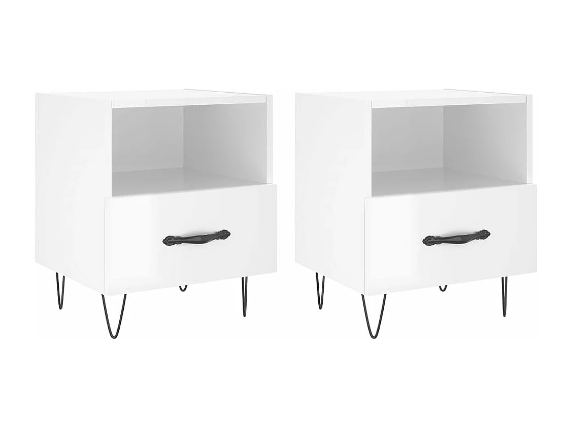 Tables de chevet 2 pcs blanc brillant 40x35x47,5