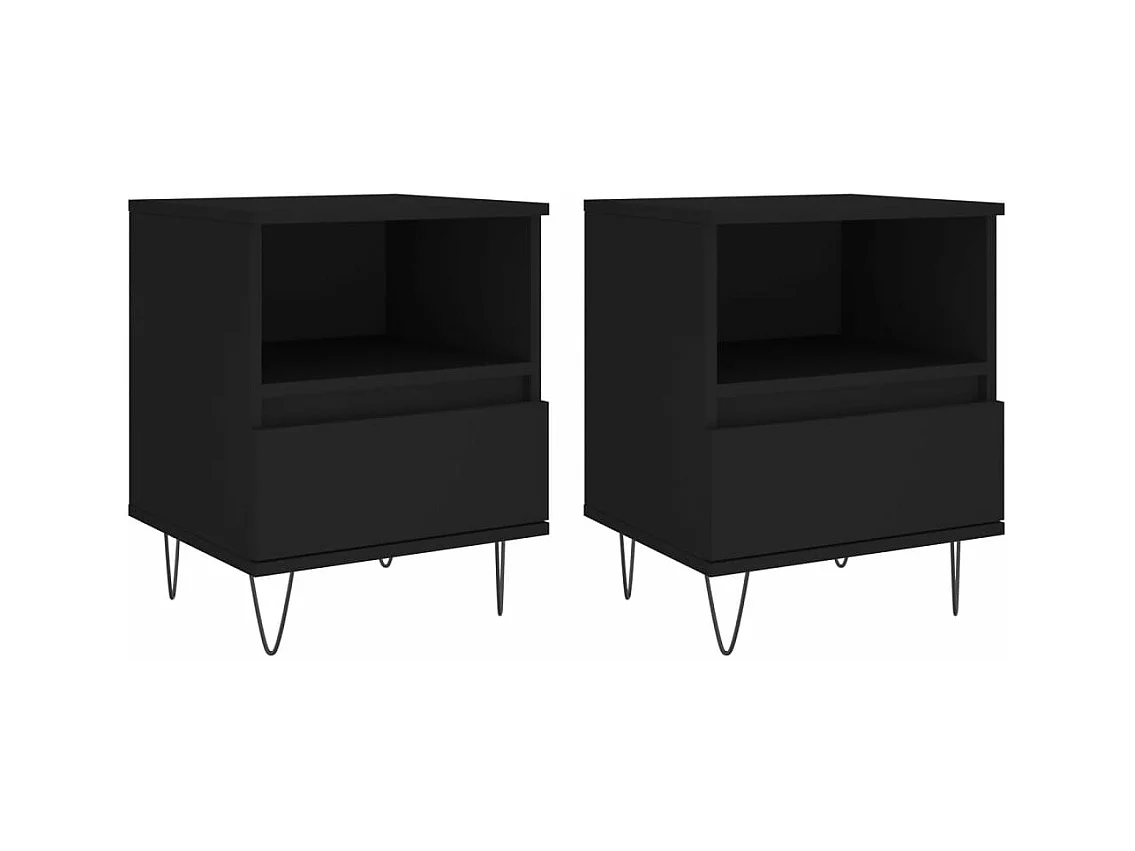 Tables de chevet 2 pcs noir 40x35x50 bois d’ingénierie