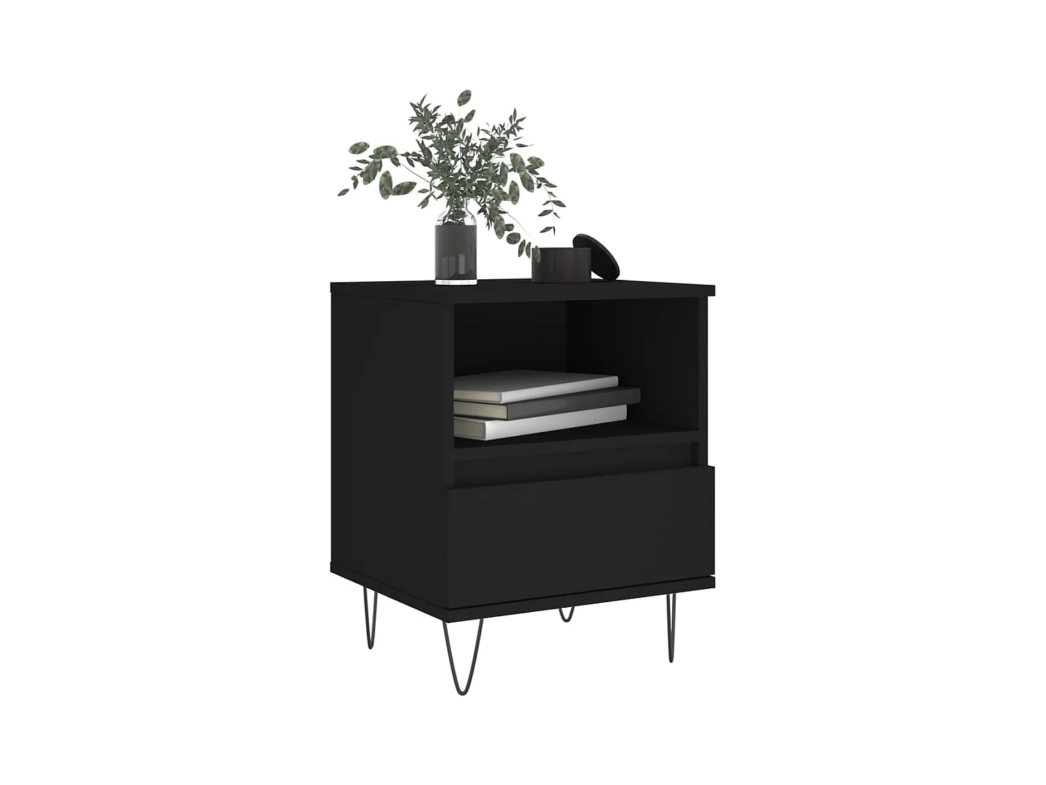 Tables de chevet 2 pcs noir 40x35x50 bois d’ingénierie