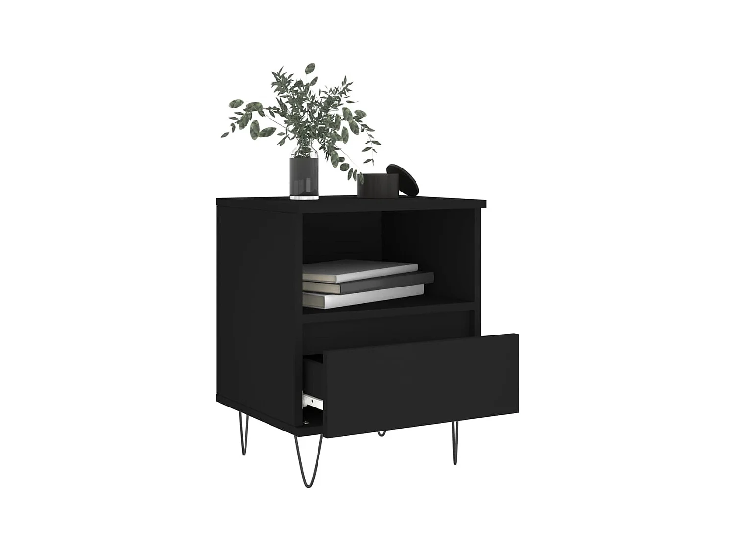 Tables de chevet 2 pcs noir 40x35x50 bois d’ingénierie