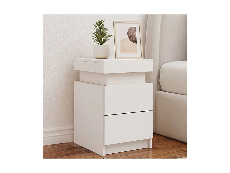 Table de chevet avec lumières LED blanc 35x39x55