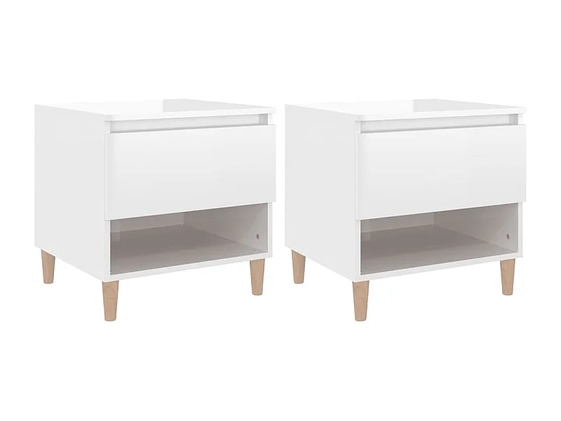 Tables de chevet 2 pcs Blanc brillant 50x46x50