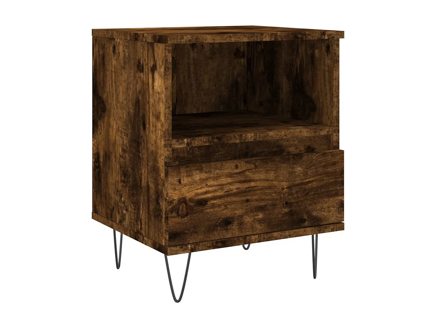 Table de chevet chêne fumé 40x35x50 bois d’ingénierie