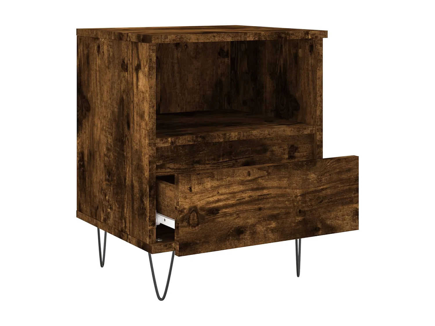 Table de chevet chêne fumé 40x35x50 bois d’ingénierie