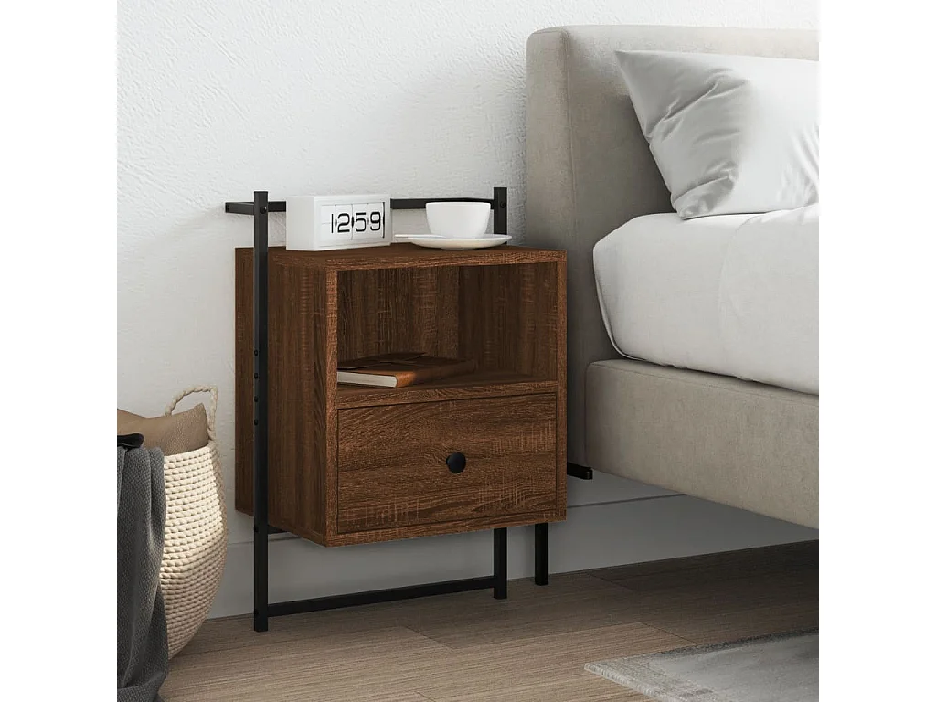 Table de chevet murale chêne brun 40x30x61 bois d'ingénierie