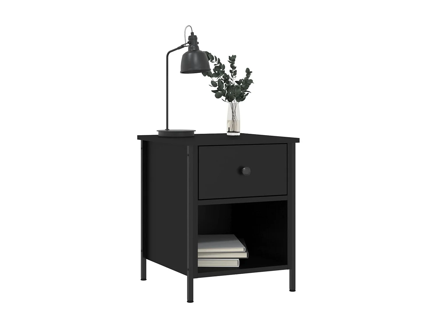 Tables de chevet 2 pcs noir 40x42x50 bois d’ingénierie