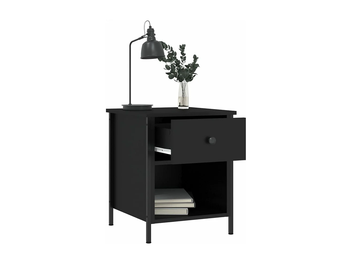 Tables de chevet 2 pcs noir 40x42x50 bois d’ingénierie