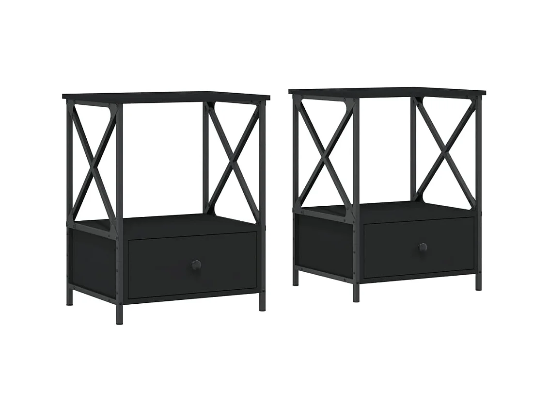 Tables de chevet 2 pcs noir 50x41x65 bois d’ingénierie