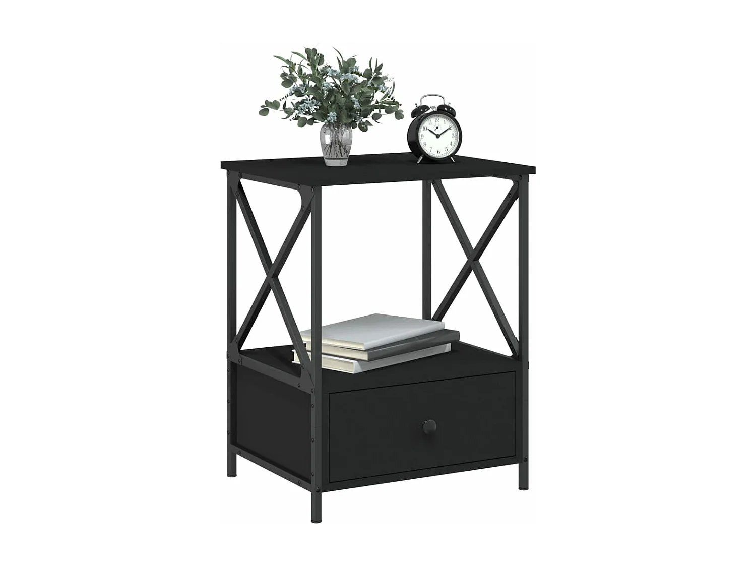 Tables de chevet 2 pcs noir 50x41x65 bois d’ingénierie