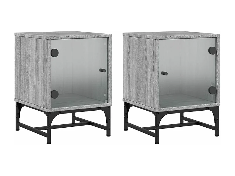 Tables de chevet et portes vitrées 2 pcs sonoma gris 35x37x50