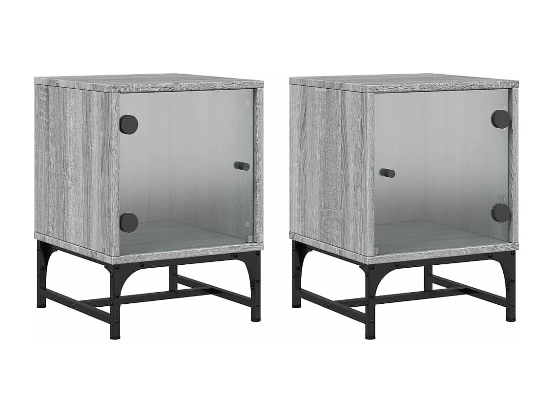 Tables de chevet et portes vitrées 2 pcs sonoma gris 35x37x50