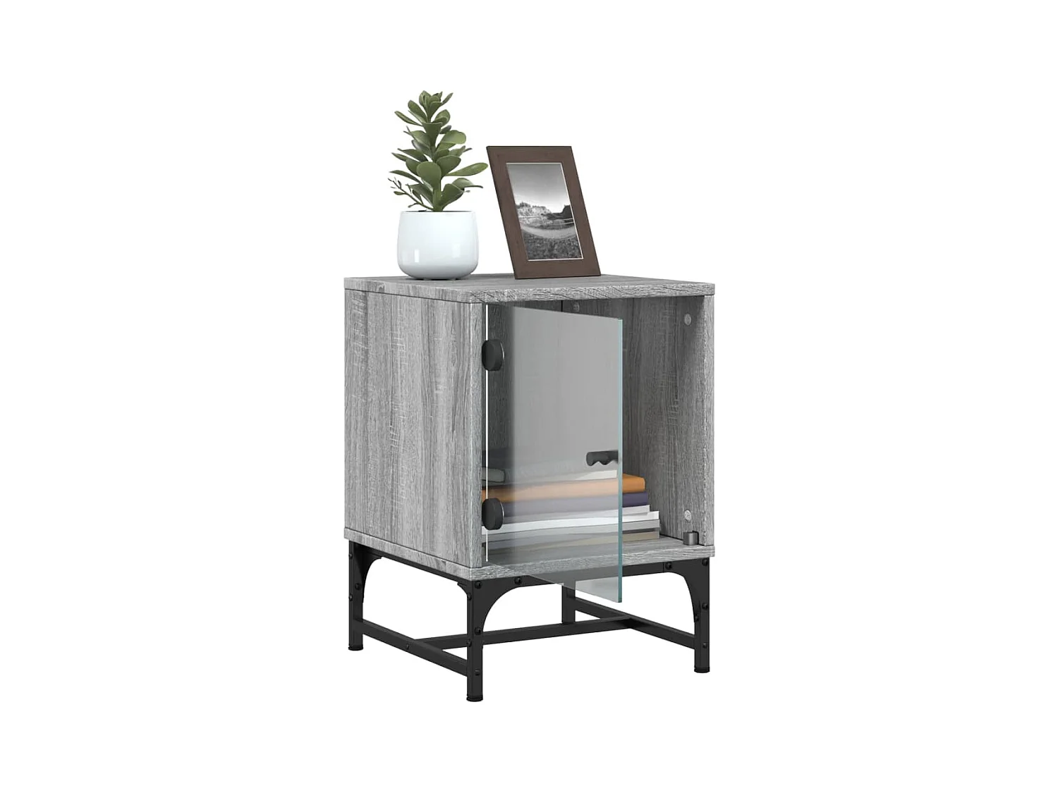 Tables de chevet et portes vitrées 2 pcs sonoma gris 35x37x50