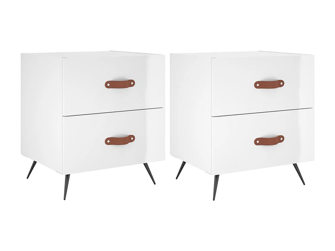 Tables de chevet 2 pcs blanc brillant 40x35x47,5