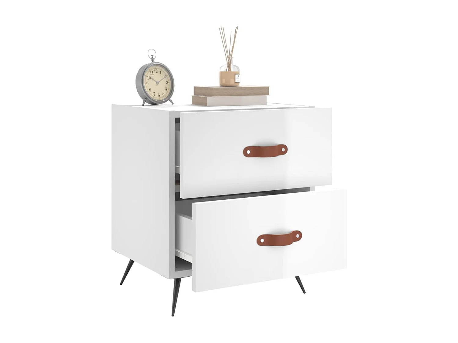 Tables de chevet 2 pcs blanc brillant 40x35x47,5