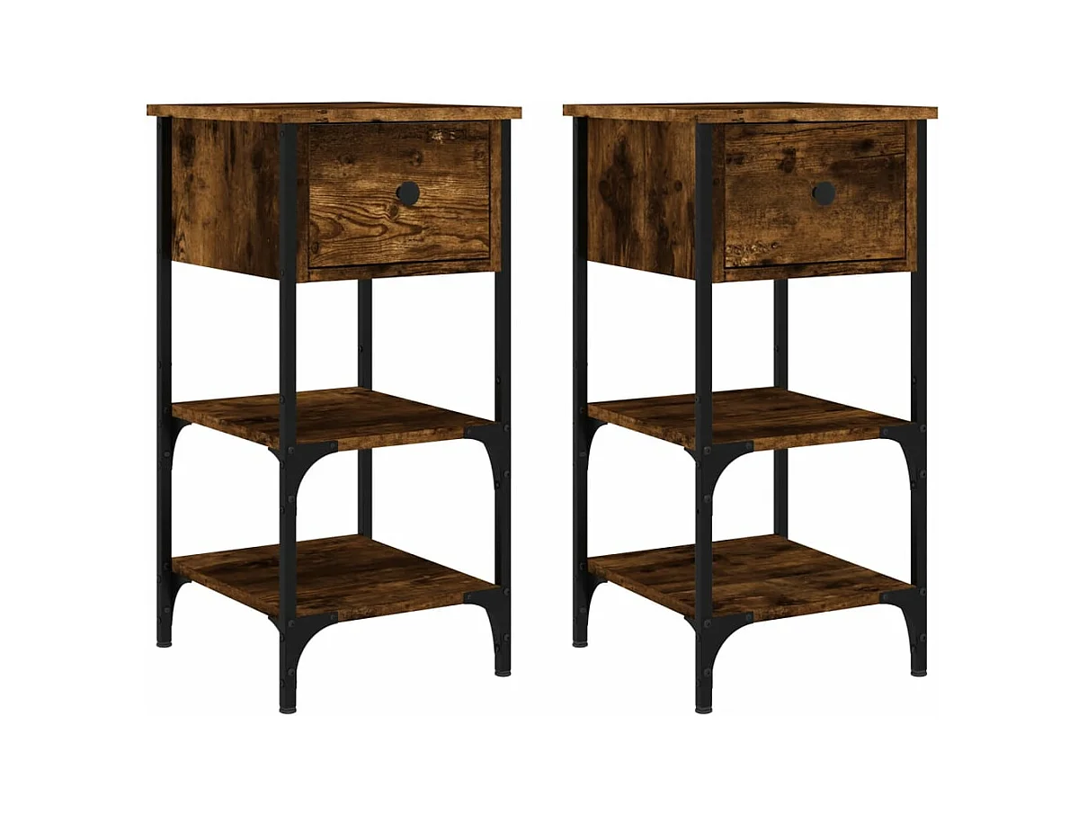 Tables de chevet 2 pcs chêne fumé 34x36x70 bois d'ingénierie