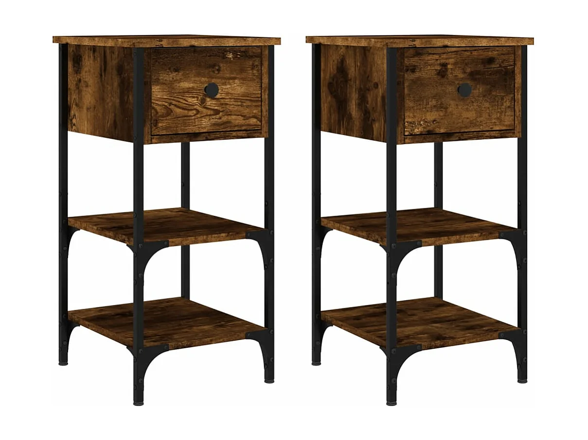 Tables de chevet 2 pcs chêne fumé 34x36x70 bois d'ingénierie