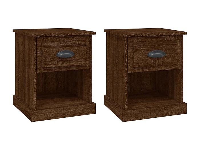 Lot De 2 Tables De Chevet En Chêne Marron - Bois D'ingénierie - 32x42x80cm