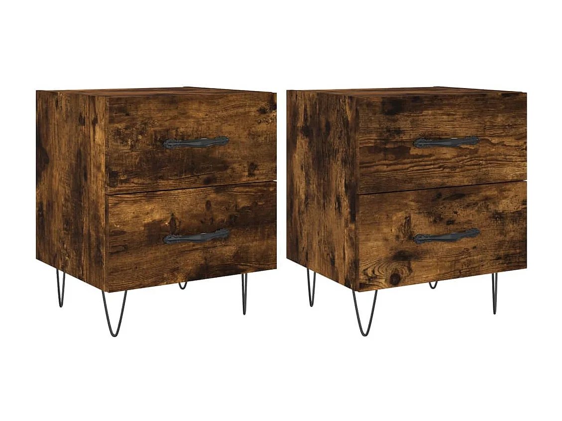 Tables de chevet 2pcs chêne fumé 40x35x47,5 bois d’ingénierie