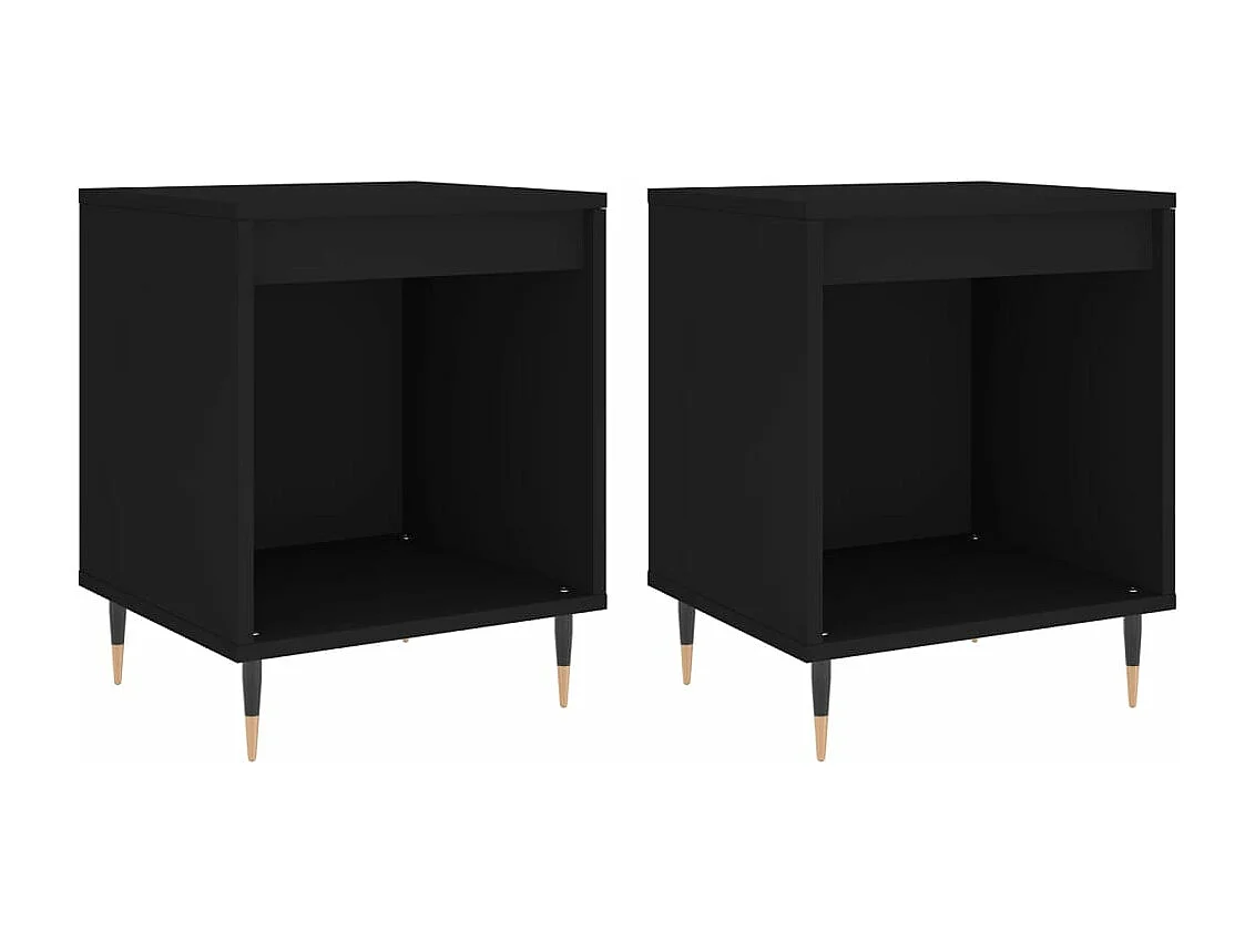 Tables de chevet 2 pcs noir 40x35x50 bois d’ingénierie