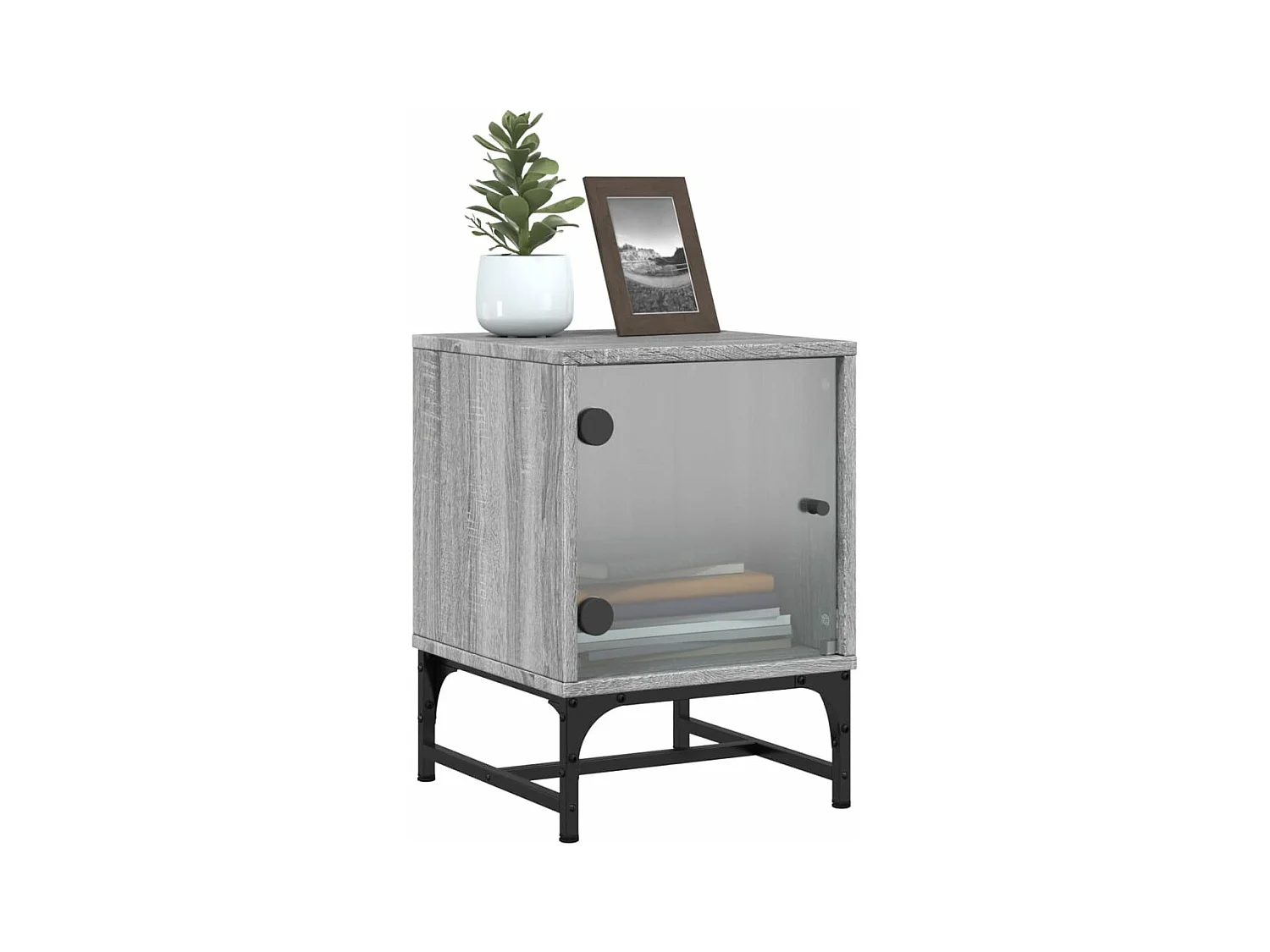 Table de chevet avec porte en verre sonoma gris 35x37x50