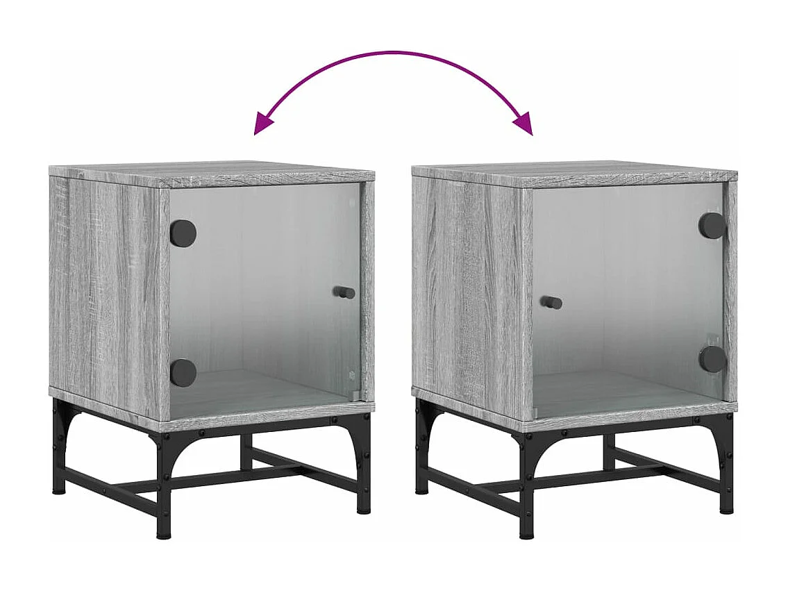 Table de chevet avec porte en verre sonoma gris 35x37x50