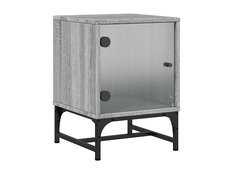 Table de chevet avec porte en verre sonoma gris 35x37x50
