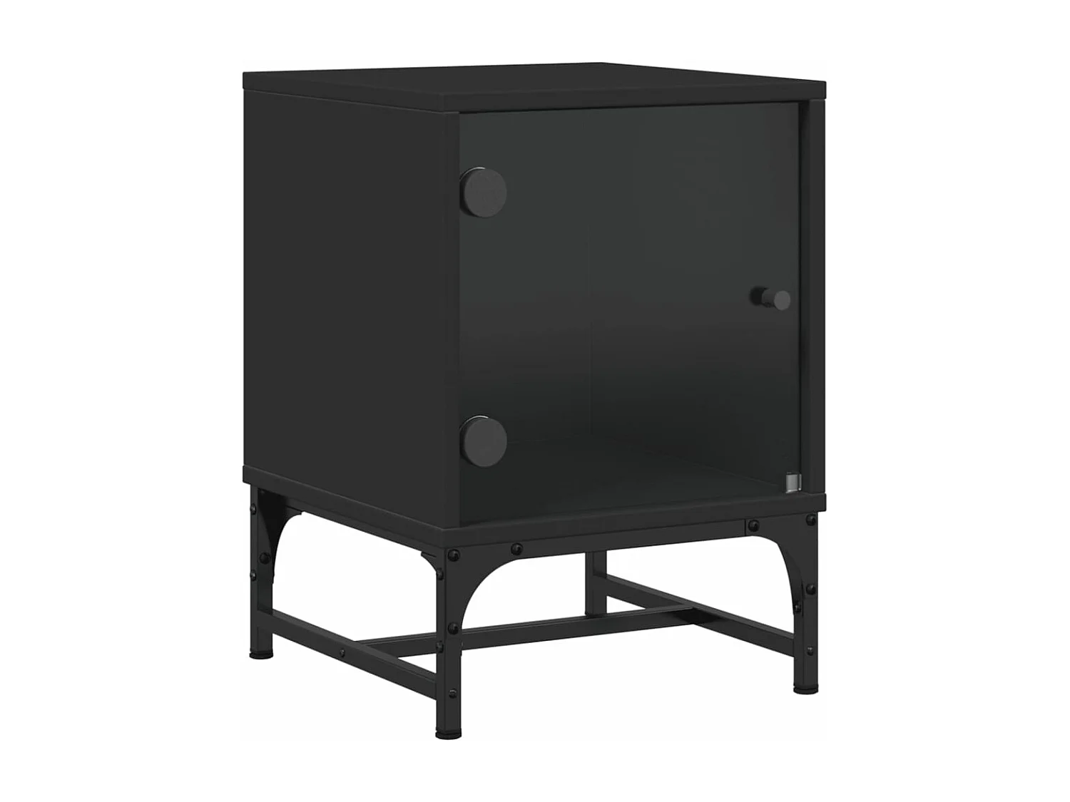 Tables de chevet avec portes en verre 2 pcs noir 35x37x50