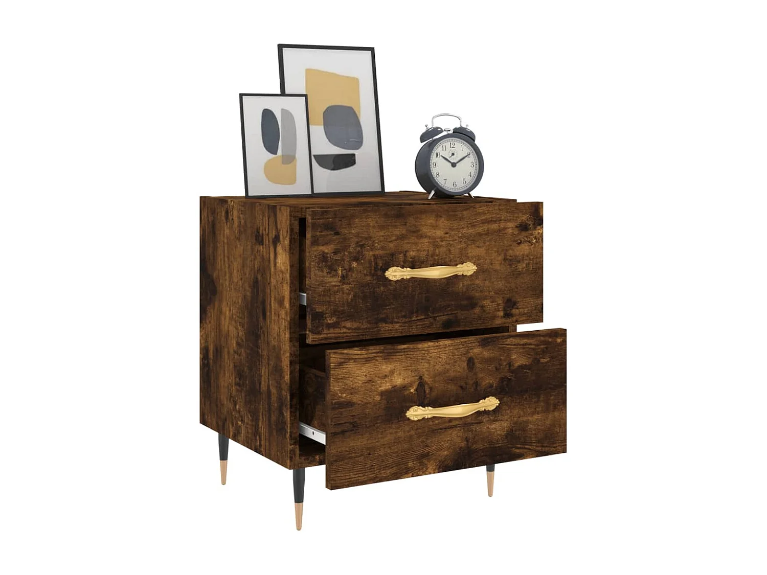 Table de chevet chêne fumé 40x35x47,5 bois d’ingénierie