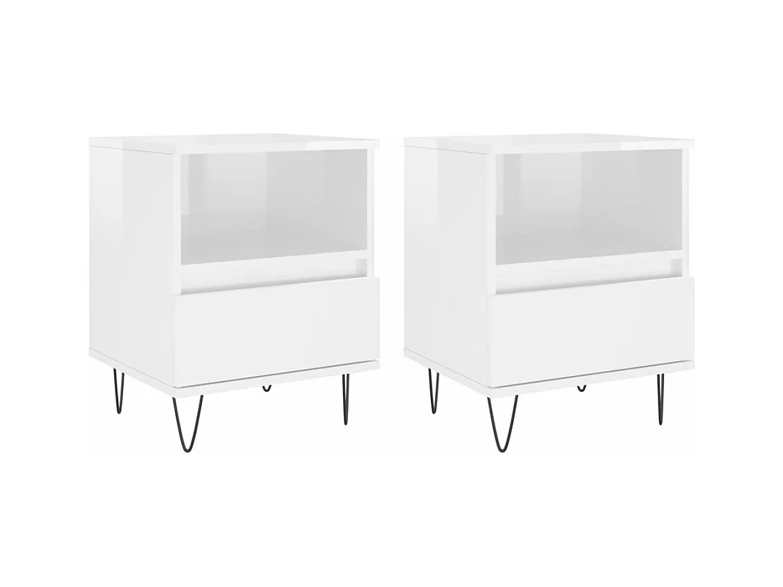 Tables de chevet 2 pcs blanc brillant 40x35x50
